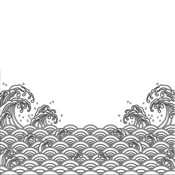 日式海浪花纹PNG透明图，高清装饰特效设计素材下载