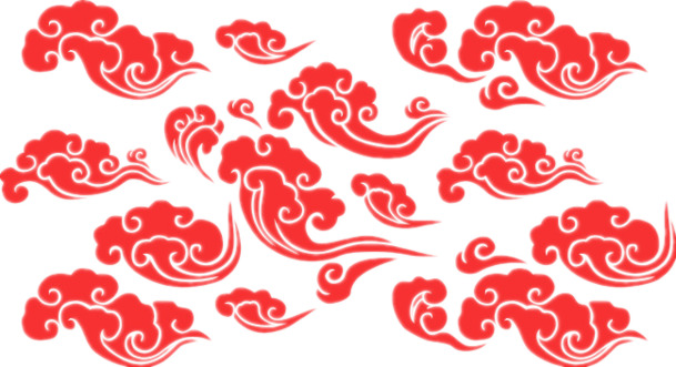 国潮红色祥云PNG背景图，古典中国风设计素材高清下载