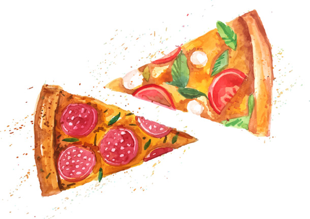 手绘披萨矢量图，高清意大利美食PNG免抠素材，一键下载