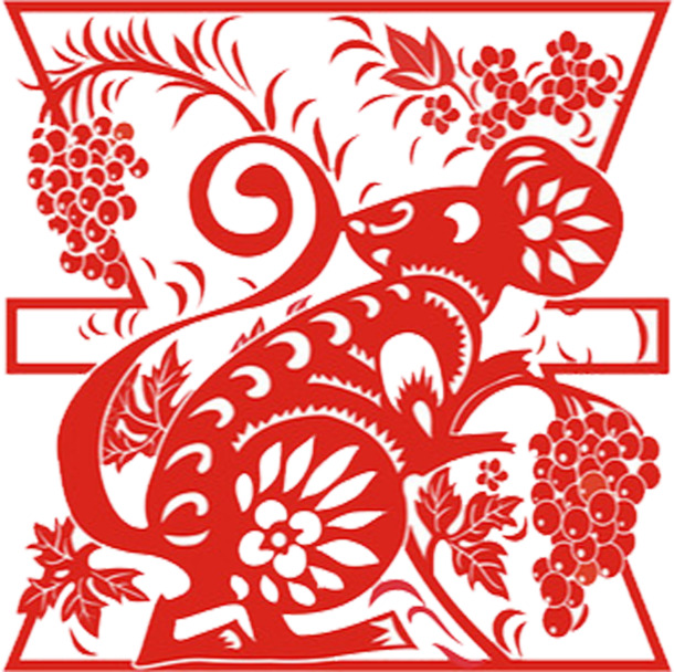 中国风老鼠剪纸PNG透明图，元旦春节元宵节日素材下载