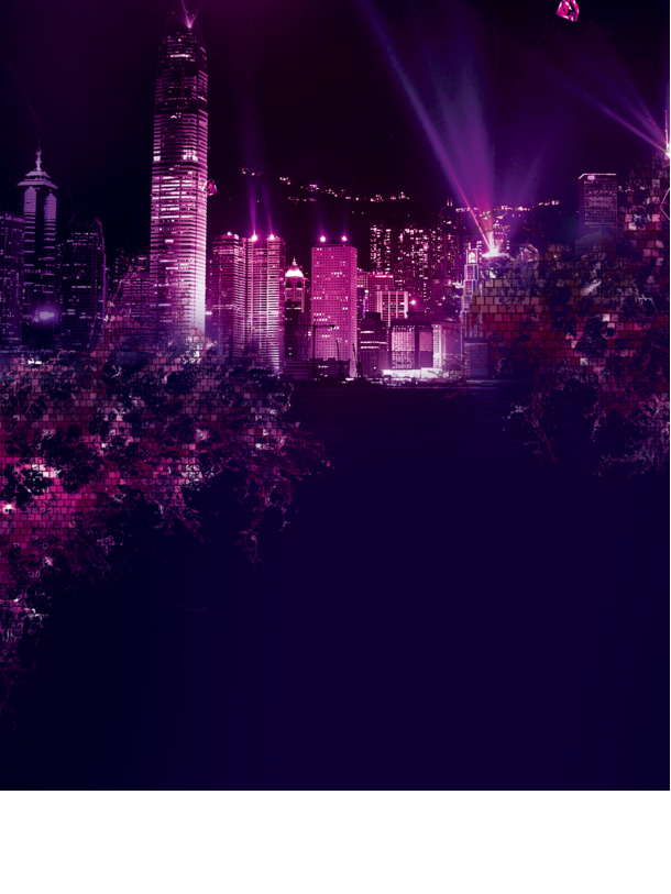 七夕情人节紫色灯光城市海报背景，高清PNG透明图片，创意Banner设计素材下载