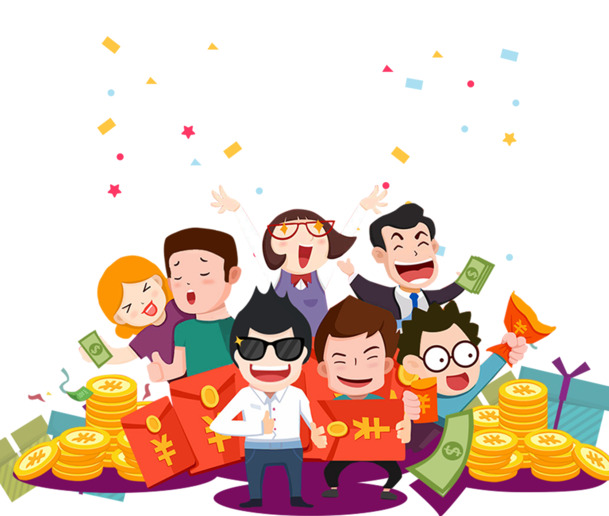 分钱人物素材，手绘卡通PNG/PSD透明图片，高清设计素材免费下载
