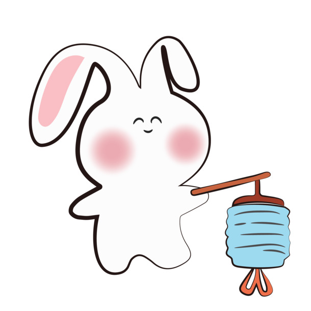 中秋佳节灯笼兔PNG，高清透明图片素材，设计元素下载