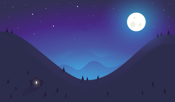 蓝色夜空流星插画，高清PNG透明背景，卡通手绘设计素材下载