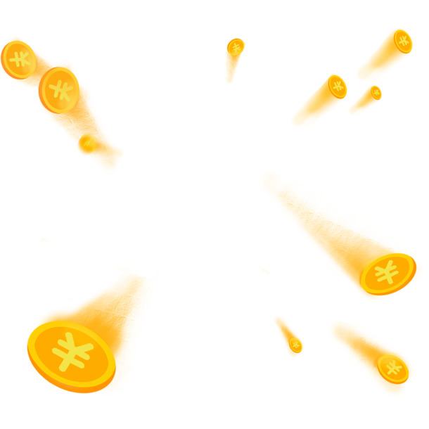 手绘矢量硬币飞舞图案，高清PNG透明免抠素材，一键下载设计元素