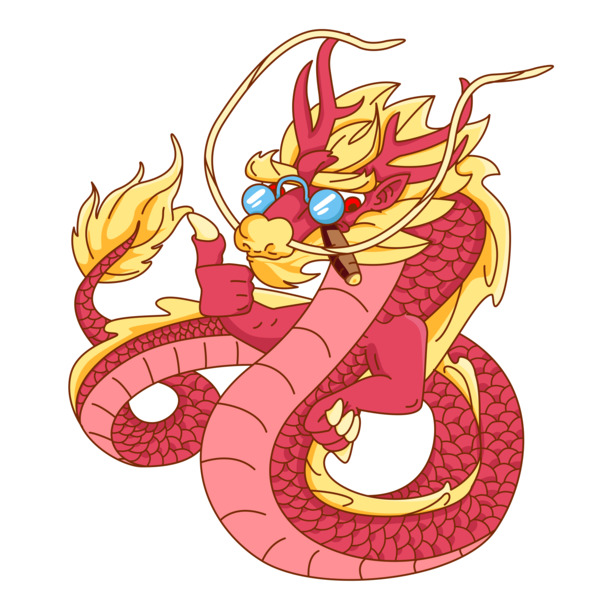 国潮风龙PNG透明背景图，古典中国风设计素材下载
