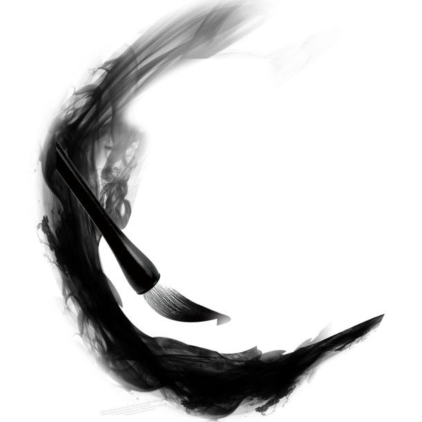 毛笔笔触扩散高清PNG素材，透明墨迹装饰元素，免费下载