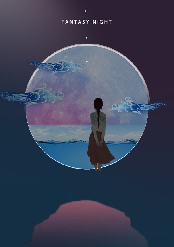 星空观望素材，高清PNG透明背景，几何扁平渐变PSD设计元素下载
