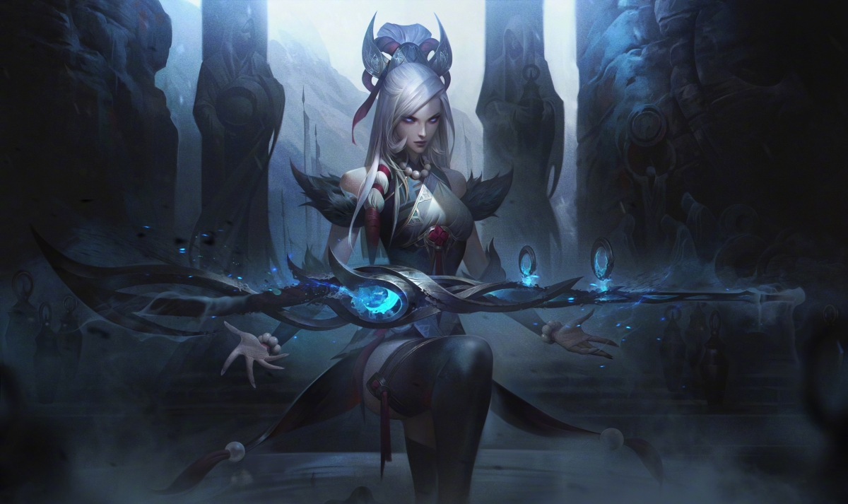 英雄联盟LOL，不祥之刃卡特琳娜，净雪之月主题，5K超高清壁纸，精美游戏图片，5000x2969分辨率，免费下载