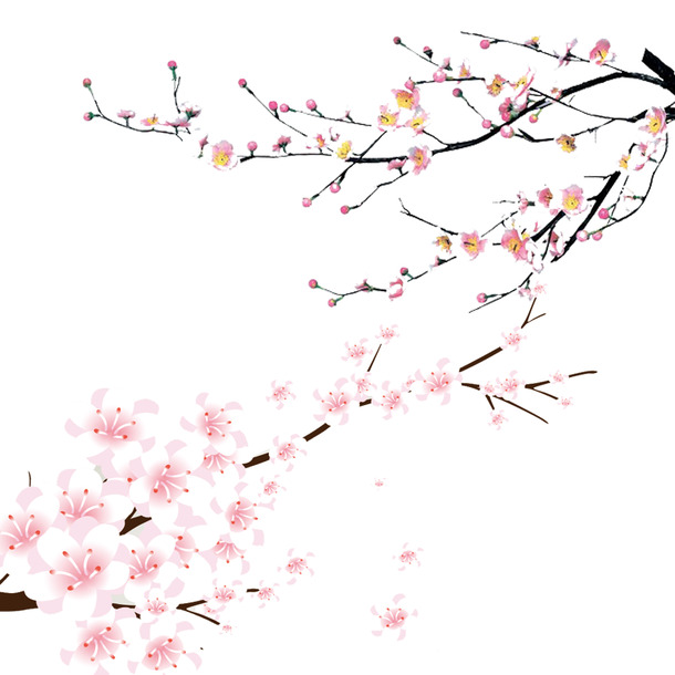 桃花免扣PNG透明图片，高清花瓣漂浮元素，PSD设计素材下载