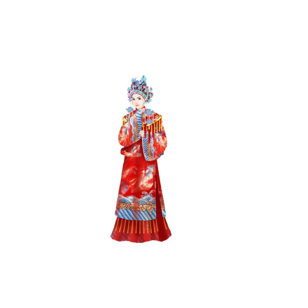 凤冠霞帔古装新娘PNG透明图，情人节节日元素，高清设计素材下载
