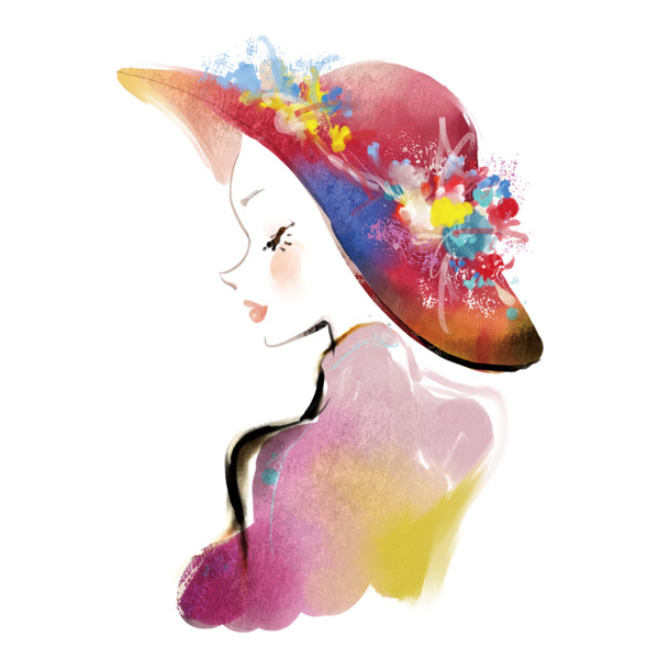 妇女节手绘女人PNG素材，高清透明节日元素图片免费下载
