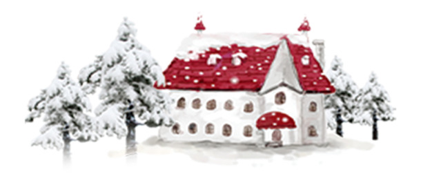 红顶雪屋PNG透明图，高清圣诞节素材，免费下载