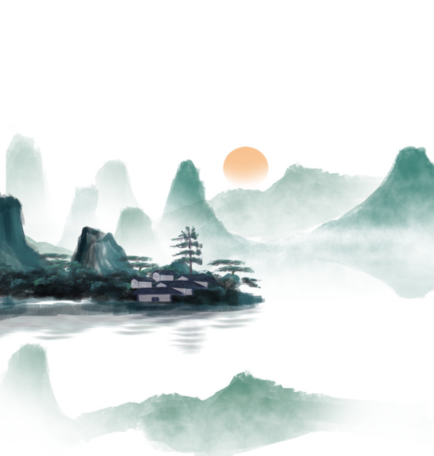 山川河流房屋PNG透明背景素材，高清设计元素免费下载