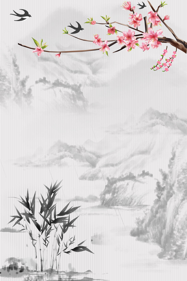 古风淡雅背景PNG素材，高清透明图片，古典中国风设计元素下载
