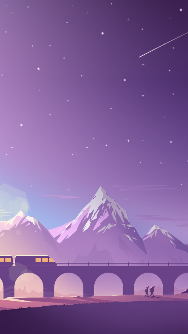深邃星空紫色满天星PNG透明背景，高清H5设计素材，免费下载