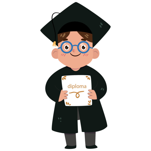 毕业喜悦，手绘卡通PNG透明图片，大学生素材免费下载