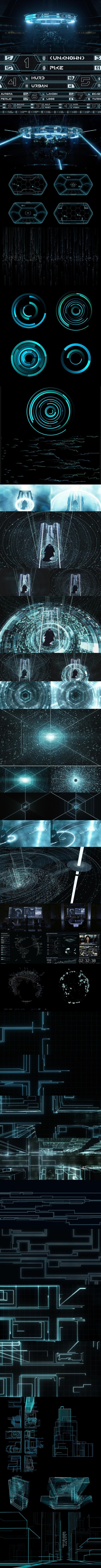 蓝色科技科幻PNG透明背景，高清H5设计素材免费下载