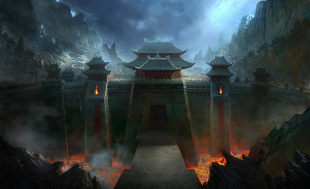 卡通古代战争奇幻场景，古典中国风PNG透明背景图片素材，高清下载