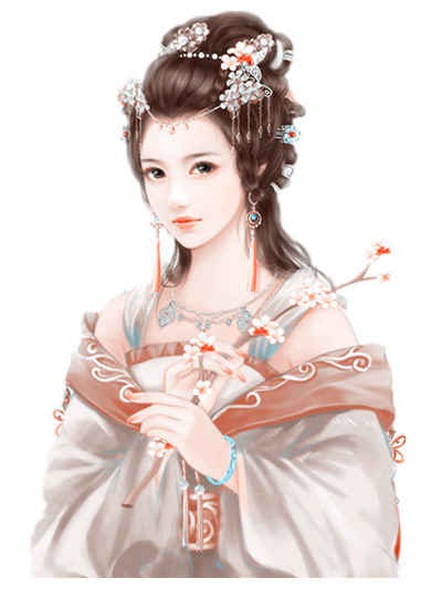 古风白衣女子立绘PNG，透明高清花瓣漂浮元素，设计素材下载