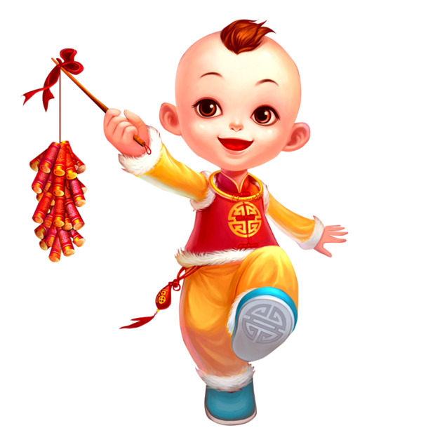 福娃PNG透明图片，元旦春节元宵节日元素，高清PSD设计素材下载