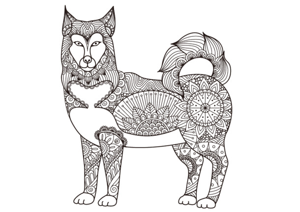 狼线性绘画PNG透明图，高清动物装饰元素，EPS格式设计素材下载