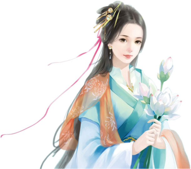高清PNG透明手绘，古代美女卡通形象，设计素材随心下载