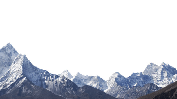 白雪皑皑山峰PNG图片，高清透明免扣元素，设计素材下载