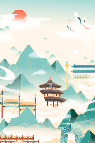 北京建筑群古典中国风PNG透明背景设计素材，高清下载
