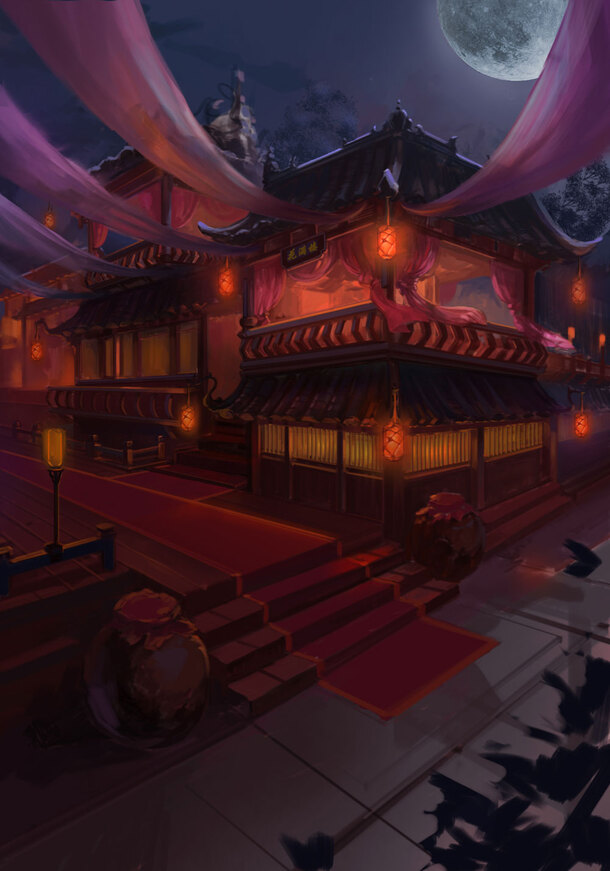 古风青楼PNG透明背景图，高清H5设计素材免费下载