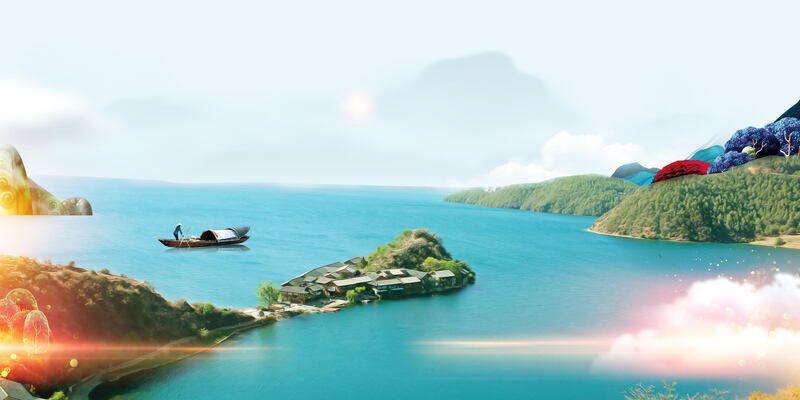 泸沽湖美景旅游PSD素材，高清JPG与另类PSD格式设计资源下载