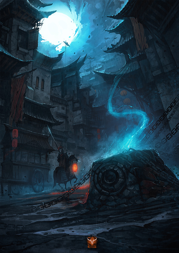 游戏场景渲染，高清蓝色光效PNG透明背景，H5设计素材免费下载
