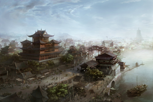 洛阳城网游壁纸，古典中国风PNG透明背景素材，高清下载