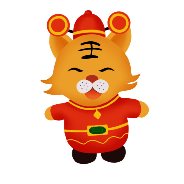 老虎春节PNG透明图，高清节日元素，下载即用迎新春！