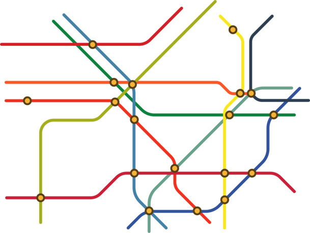 交通地铁线路图，精美手绘卡通PNG透明图片，高清素材下载