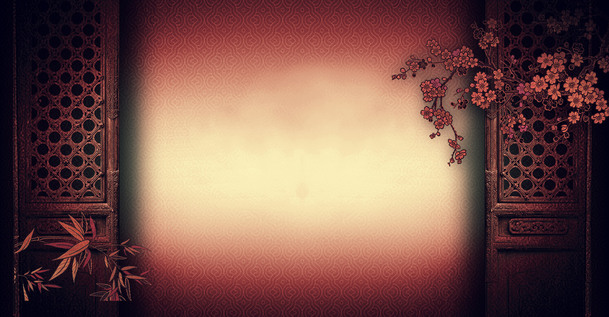 中国风暗红梅花海报PNG透明背景，节日元素设计素材高清下载