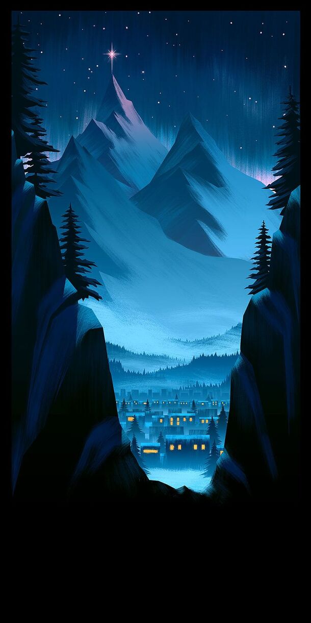 蓝色手绘圣诞插图PNG透明背景，H5设计素材高清下载