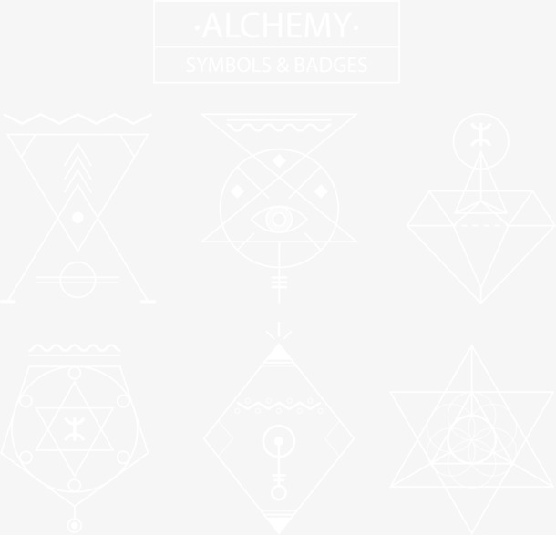 6款炼金术图腾PNG透明底图，高清元素，AI格式设计素材下载