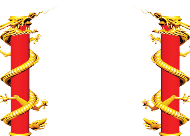 国庆双龙缠柱PNG透明素材，高清图片设计元素下载