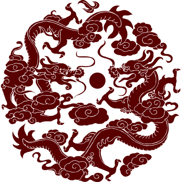 中国风双龙戏珠PNG透明高清图片，创意装饰元素，设计素材下载