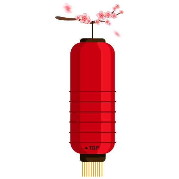 国潮风灯笼插画PNG透明图，高清节日元素，元旦春节元宵素材下载