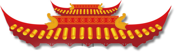 中国风红色屋檐屋顶PNG透明图片，手绘卡通元素设计素材免费下载