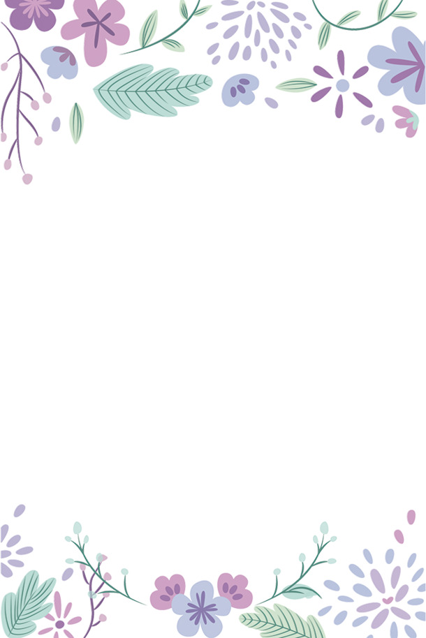 春季手绘清新花草边框PNG/PSD素材，卡通风格，透明高清下载