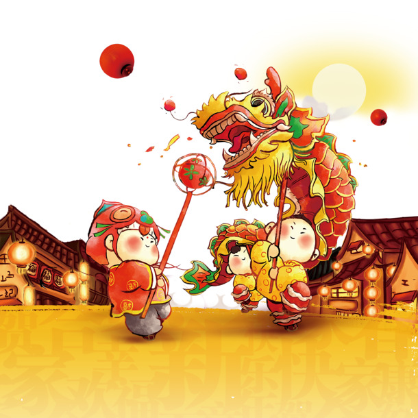 二月二龙抬头插画，高清PNG透明手绘卡通元素，PSD格式设计素材下载