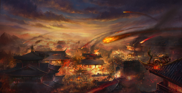 古代末日科幻PNG透明背景图，古典中国风设计素材免费下载