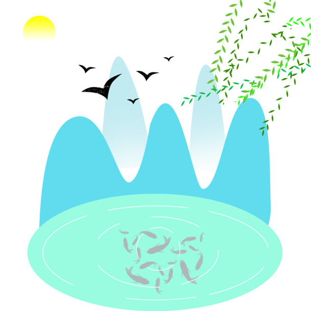 清明佳节燕子柳条游鱼PNG素材，高清透明图片，节日元素一网打尽