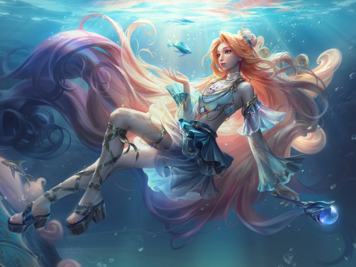 LOL英雄联盟，星籁歌姬萨勒芬妮至臻版海洋之歌iPad高清壁纸，2732x2048免费下载