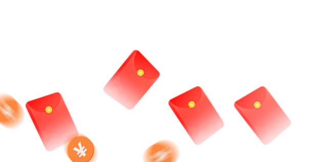 漂浮红包金币PNG透明图，元旦春节元宵节日素材下载