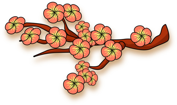 节日树枝PNG透明图，元旦春节元宵高清素材，免费下载