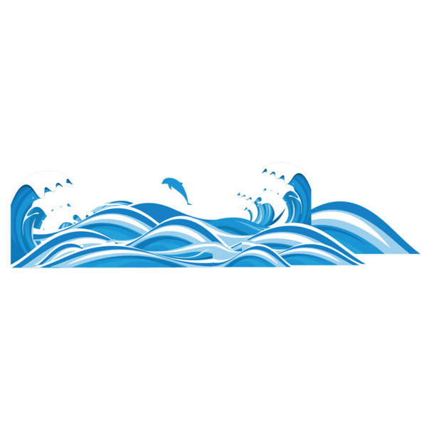 蓝色波纹海浪PNG素材，高清透明免抠元素，设计下载必备